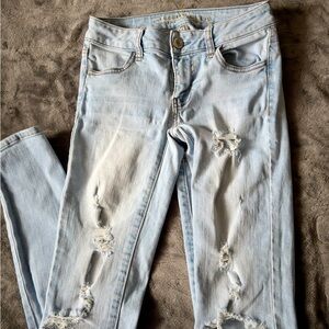 American Eagle Outfitters Light Blue Ripped Skinny Jeans